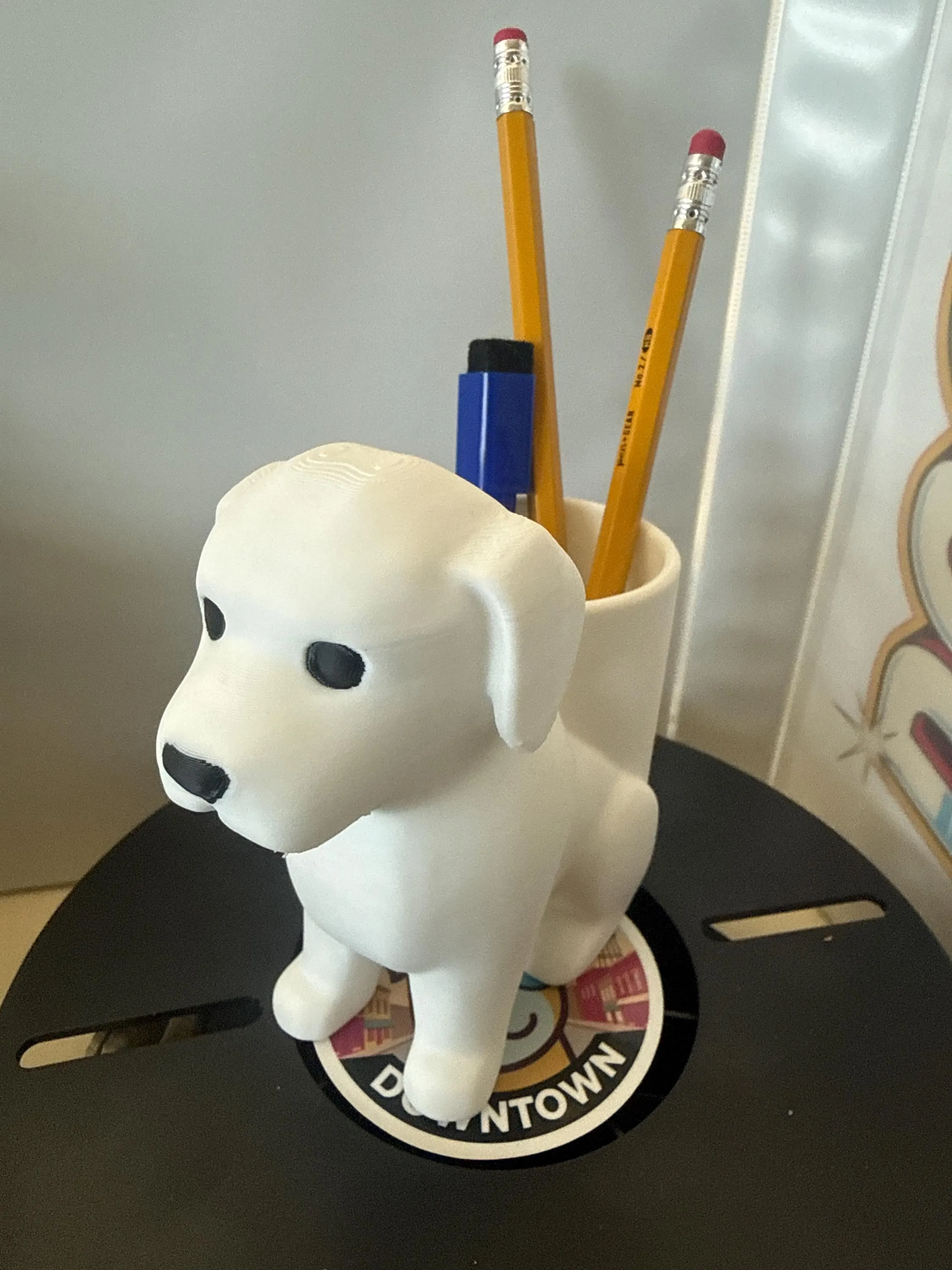 Handmade 3-D print dog pencil holder desk accessory